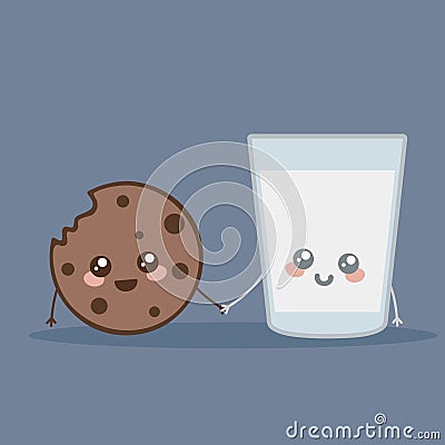 Milk and cookie Vector Illustration