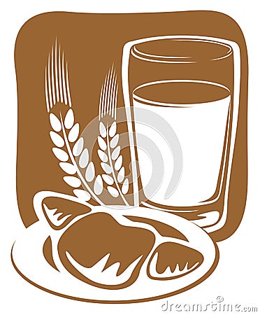 Milk and croissant Vector Illustration