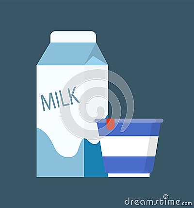 Milk Diary Product in Package Vector Illustration Vector Illustration