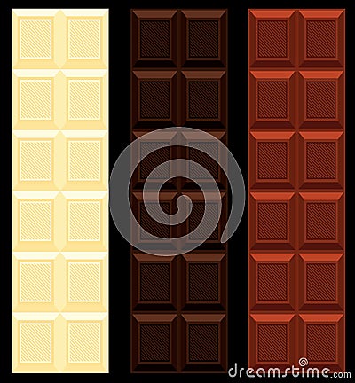 Milk, dark and white chocolate seamless. Vector Illustration