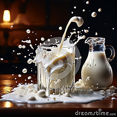 milk dynamically splashing Stock Photo