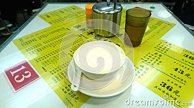 Milk Egg Custard in Cha Chaan teng Editorial Stock Photo