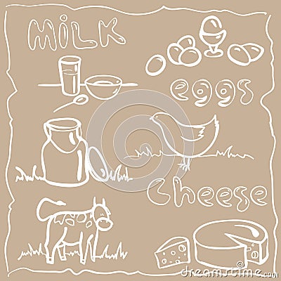 Milk and farm products Vector Illustration