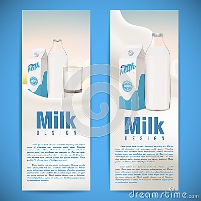 Milk flyer design vector illustration with milk splash Vector Illustration