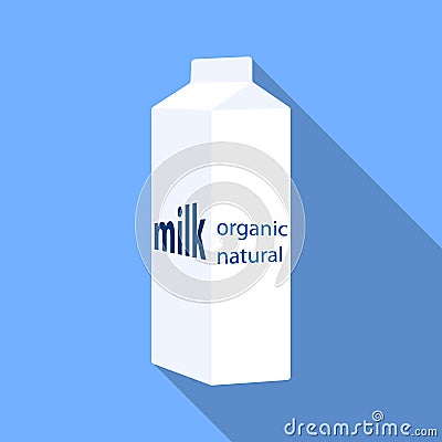 Milk gable top carton package icon in flat style on white background. Milk product and sweet symbol stock Vector Illustration