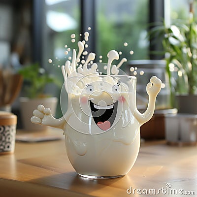 Milk in a glass is adorable and cute and is good for health education Stock Photo