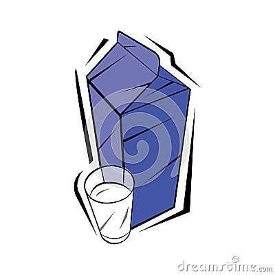 Milk glass and carton template with milk isolated on a white in EPS10 Vector Illustration