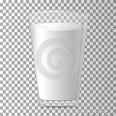 Milk in a glass. Full glass with beverage. Vector. Vector Illustration