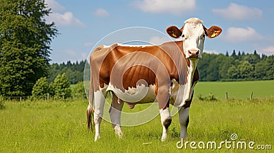 milk guernsey cow Cartoon Illustration