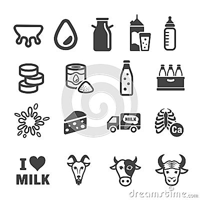 Milk icon set Vector Illustration
