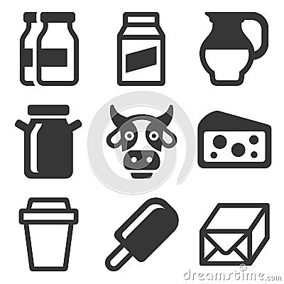 Milk Icons Set Vector Illustration