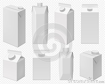 Milk and juice pack. Realistic carton package Vector Illustration