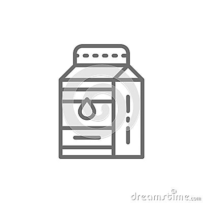 Milk, kefir in paper box line icon. Vector Illustration