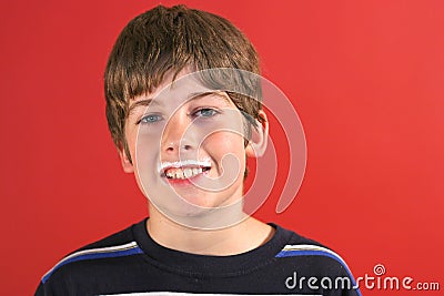 Milk moustache boy Stock Photo