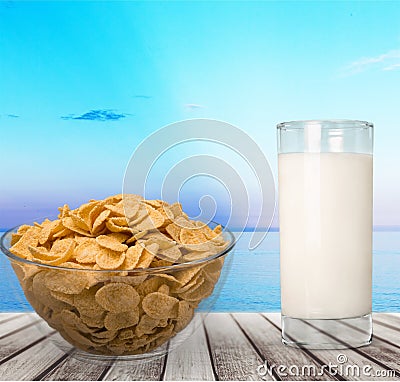 Milk and muesli Stock Photo