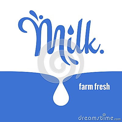 Milk splash logo lettering background Vector Illustration