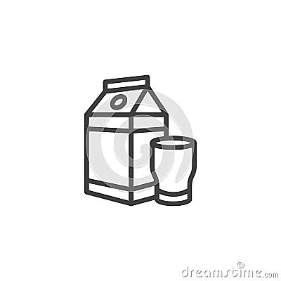 Milk package and glass line icon Vector Illustration