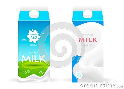 Milk package product design template. Vector Illustration