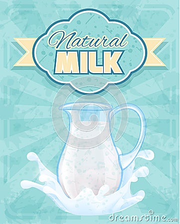 Milk pitcher poster Vector Illustration