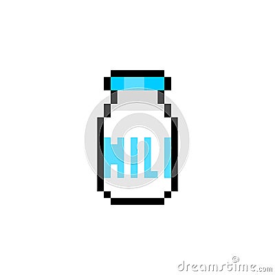 Milk pixel art icon isolated. 8 bit food sign. pixelated Symbol for mobile application Vector Illustration