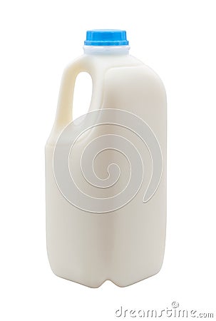 Milk in a Plastic Container (with clipping path) Stock Photo