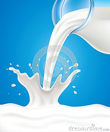 Milk pouring splash Vector Illustration