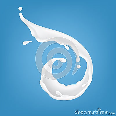 Milk Pouring Splash Spiral Natural Drink Vector Vector Illustration