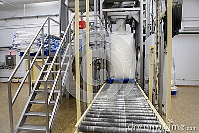 Milk powder processing plant inside view of the equipment Stock Photo