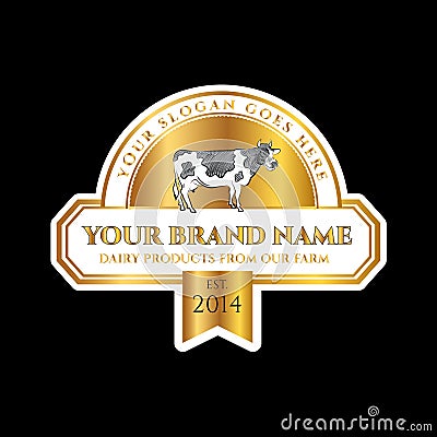 Milk products vector label. Cow vector illustration Vector Illustration