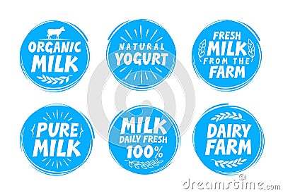 Milk set icon, label, element. Dairy food emblem, template, symbol. Vector illustration Vector Illustration