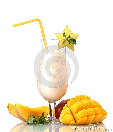 Milk shake with mango Stock Photo