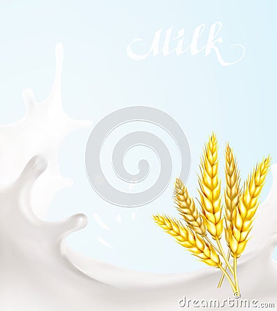 Milk spike wheat 3d illustration vector Vector Illustration