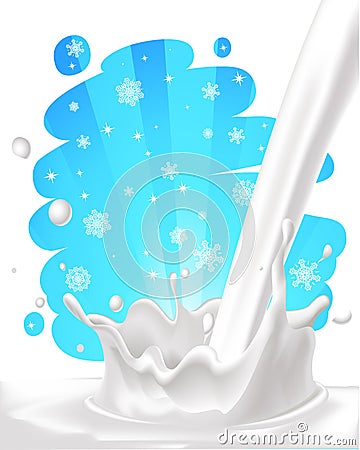 Milk splash design with snowflake - vector Vector Illustration