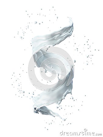 Milk splash in the form of spiral Cartoon Illustration