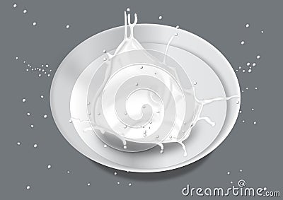 Milk splashing into bowl Cartoon Illustration