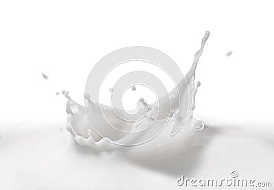 Milk Splash Over White Stock Photo