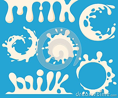 Milk splash set Vector Illustration