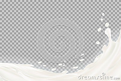 Milk splash with shadow over transparent background. vector 3d illustration. Vector Illustration