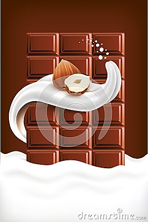 milk splash tongue with hazelnut and chocolate Stock Photo