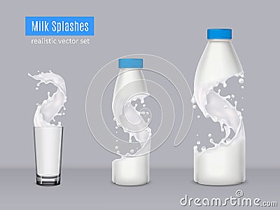 Milk Splashes Realistic Composition Vector Illustration