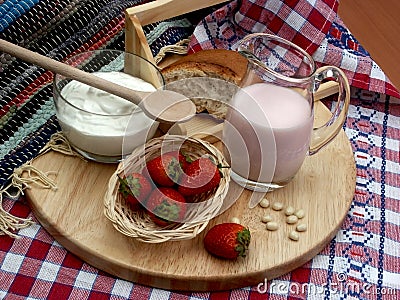 Milk and strawberry Stock Photo