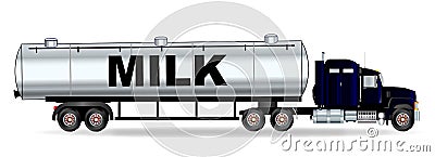 Milk Tanker Truck Vector Illustration