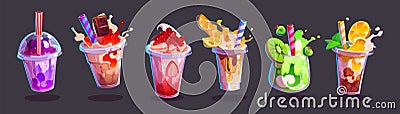 Milk tea bubble ice cup drink vector illustration Vector Illustration