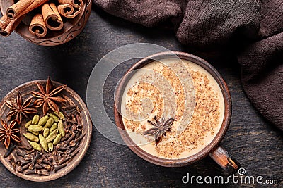 Milk tea chai latte traditional homemade refreshing morning organic healthy hot beverage drink Stock Photo