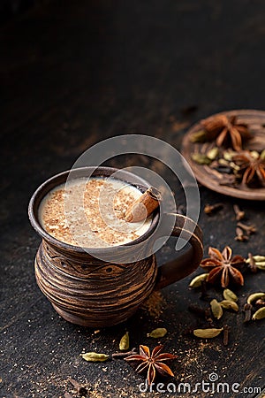 Milk tea chai latte traditional tasty refreshing morning breakfast sweet organic healthy hot beverage drink Stock Photo