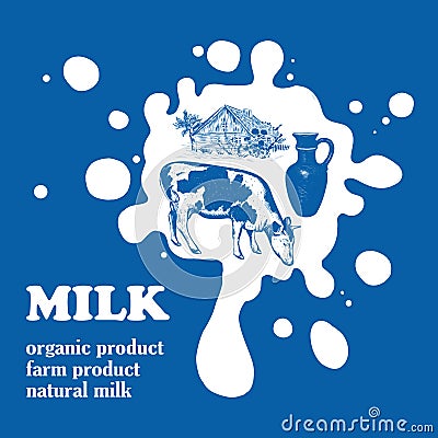 Milk vector illustration. Drop and splash of milk Vector Illustration