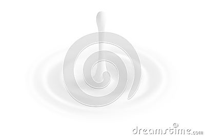 Milk or white liquid drop, ripple surface. Cream circle with falling drip. Yogurt wave made by gradient mesh tool Vector Illustration