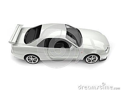 Milk white urban sports car - top down side view Stock Photo