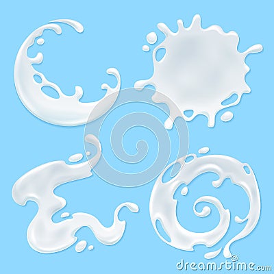 Milk, yogurt or cream blots set Vector Illustration