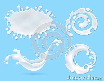 Milk, yogurt or cream blots set. Vector Illustration